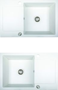 Zlewozmywak Brenor  granitowy biały,  kuchenny Como 78 (78cm x 50cm) 2