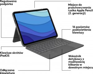 Logitech Combo Touch for iPad Pro 11-inch (1st, 2nd, 3rd and 4th gen) - GREY - US (920-010255) 7