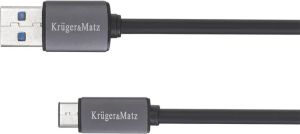Kabel USB Kruger&Matz USB-A - USB-C 1 m Czarny (KM0348) 1