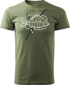 Topslang Koszulka na ryby dla wędkarza wędkarska fishing karp męska khaki REGULAR L 1