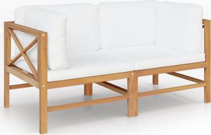 vidaXL 2-osobowa ławka ogrodowa z kremowymi poduszkami, drewno tekowe 1