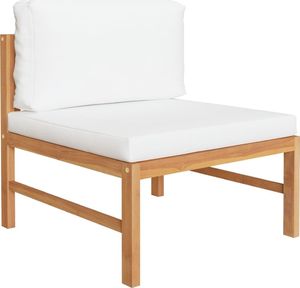 vidaXL Siedzisko środkowe z kremowymi poduszkami, drewno tekowe 1