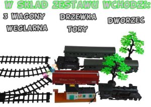 Lean Sport Duża Kolejka Rail King z Dymem Światło + Wagony 3
