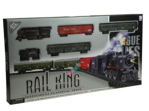 Lean Sport Duża Kolejka Rail King z Dymem Światło + Wagony 6