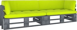 vidaXL Sofa 2-osobowa z palet, z poduszkami, szara, drewno sosnowe 1