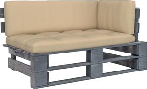 vidaXL Ogrodowa sofa narożna z palet, szara, drewno sosnowe 1