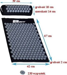 Eb Fit Mata do akupresury i masażu z poduszką 67x42x2cm, czarny 9