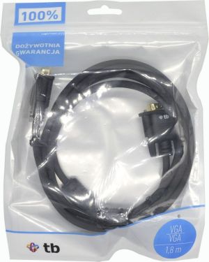 Kabel TB Print D-Sub (VGA) - D-Sub (VGA) 1.8m czarny (AKTBXVGAMMG180B) 4