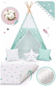 Ricokids Namiot tipi ze światełkami miętowy 2