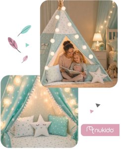 Ricokids Namiot tipi ze światełkami miętowy 5