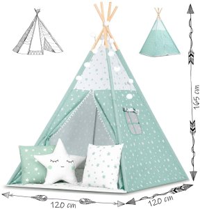 Ricokids Namiot tipi ze światełkami miętowy 11