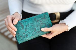 Paolo Peruzzi Portfel damski zielony w kwiaty T-08-GR 3