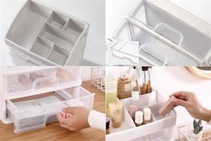 Aptel AG605G ORGANIZER Z 3 SZUFLADAMI NA KOSMETYKI BIŻUTERIĘ PRZEGRODY kremowy 2