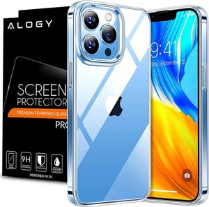 Alogy Etui silikonowe Alogy obudowa case do Apple iPhone 13 Pro 6.1 przezroczyste + Szkło 1