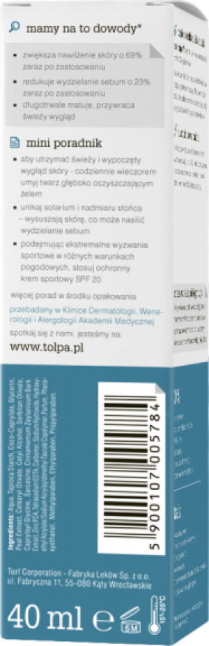 Tołpa men, 20+, matujący krem-żel nawilżający 40 ml 3