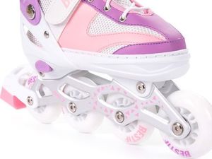 Rolki Bestif BRS02 z wymienną płozą regulowane różowe r. 30-33 4