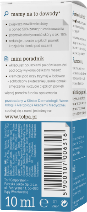 Tołpa Hydrativ, nawilżający krem-żel odprężający pod oczy, 10ml 3