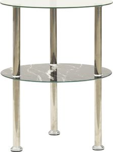 vidaXL 2-poziomowy stolik, 38 cm, przezroczyste/czarne szkło hartowane 1