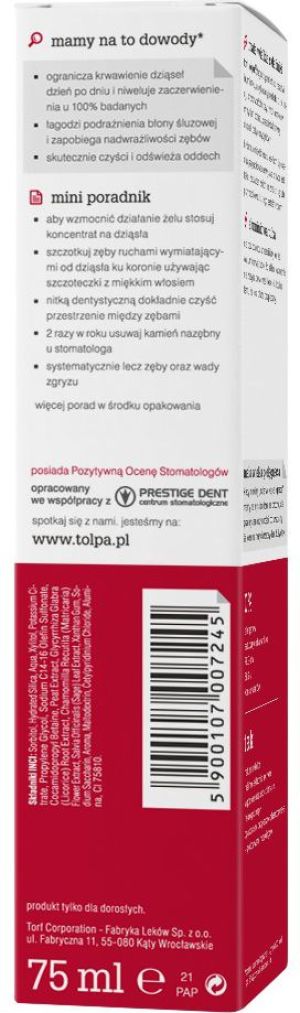 Tołpa parodontosis, żel do mycia zębów bez fluoru 75 ml 4