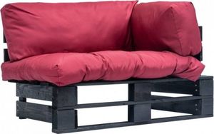 vidaXL Sofa ogrodowa z palet z czerwonymi poduszkami, sosna 1