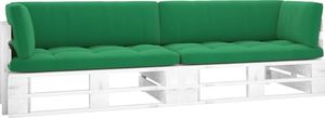 vidaXL Sofa 2-osobowa z palet, z poduszkami, biała, drewno sosnowe 1