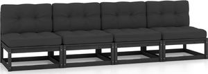 vidaXL 4-osobowa sofa ogrodowa z poduszkami, lite drewno sosnowe 1