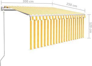 vidaXL Automatycznie zwijana markiza z zasłoną, 3x2,5 m, żółto-biała 8
