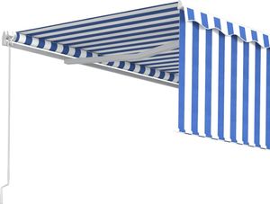vidaXL Ręcznie zwijana markiza z zasłoną, 4x3 m, niebiesko-biała 5
