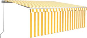 vidaXL Ręcznie zwijana markiza z zasłoną i LED, 4x3 m, żółto-biała 2