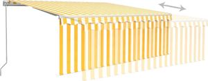 vidaXL Ręcznie zwijana markiza z zasłoną i LED, 4x3 m, żółto-biała 4
