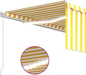 vidaXL Ręcznie zwijana markiza z zasłoną i LED, 4x3 m, żółto-biała 5