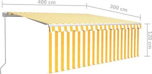vidaXL Ręcznie zwijana markiza z zasłoną i LED, 4x3 m, żółto-biała 7