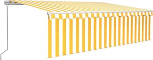 vidaXL Ręcznie zwijana markiza z zasłoną i LED, 5x3 m, żółto-biała 2