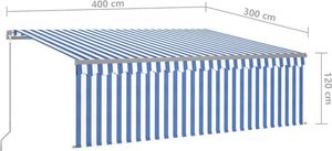 vidaXL Ręcznie zwijana markiza z zasłoną, 4x3 m, niebiesko-biała 7