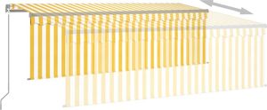 vidaXL Ręcznie zwijana markiza z zasłoną i LED, 4x3 m, żółto-biała 4