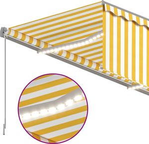 vidaXL Ręcznie zwijana markiza z zasłoną i LED, 4x3 m, żółto-biała 5