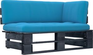 vidaXL Ogrodowa sofa narożna z palet, czarna, drewno sosnowe 1