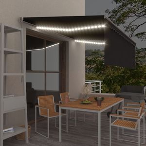 vidaXL Ręcznie zwijana markiza z zasłoną i LED, 4x3 m, antracytowa 1