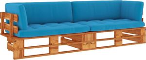 vidaXL Sofa 2-os. z palet, z poduszkami, miodowy brąz, drewno sosnowe 1