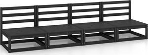vidaXL 4-osobowa sofa ogrodowa, czarna, lite drewno sosnowe 1