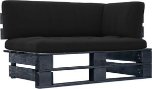 vidaXL Ogrodowa sofa narożna z palet, czarna, drewno sosnowe 1