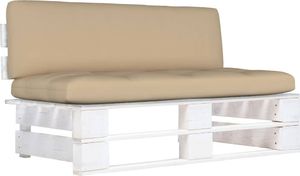 vidaXL Ogrodowa sofa środkowa z palet, biała, drewno sosnowe 1