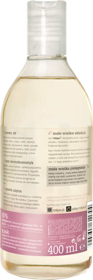 Tołpa Dermo Face Rosacal Wzmacniający płyn micelarny do mycia twarzy i oczu 400 ml 2