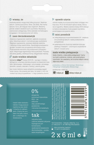 Tołpa sebio, normalizująca maska głęboko oczyszczająca (saszetka) 2x6 ml 2