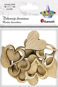Titanum Drewniane serca pełne i obrysy 27x25mm 12szt 1