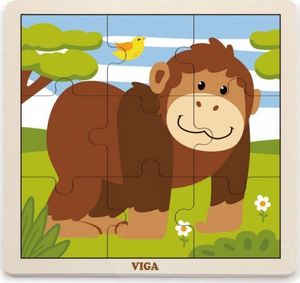 Viga Toys VIGA Poręczne Drewniane Puzzle Małpka 9 elementów 1