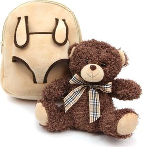 Habarri Beżowy plecaczek z odpinanym brązowym misiem Berry Bear 3