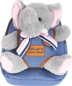 Habarri Jeans'owy plecaczek z odpinanym szarym słonikiem Elephant puppy 1
