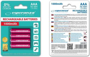 Esperanza Akumulator czerwone AAA / R03 1000mAh 4 szt. 2