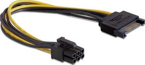 Delock SATA 15-pin - PCIe 6-pin, 0.21m, Czarno-żółty (82924) 1